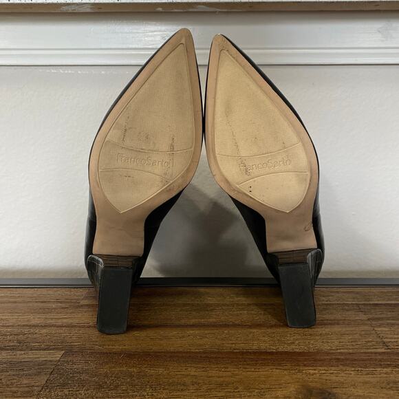 FRANCO SARTO Venture Black Leather Block Heel Bootie Pointed Toe Ankle Boots 12 - Picture 7 of 9